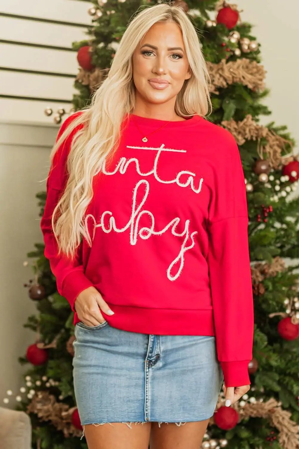 Cozy red Santa baby sweatshirt - Love Salve